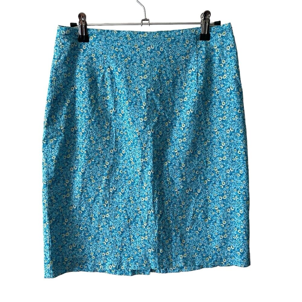 A.Byer Junior 9 Straight Skirt Vintage Blue Ditsy Floral Pencil VTG
